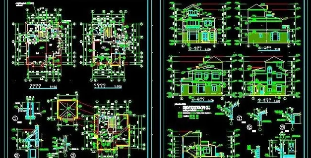 二层带阁楼别墅设计图纸9x11