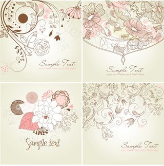 套在粉色花的贺卡