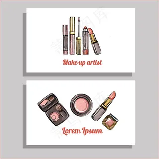 化妆品插画名片