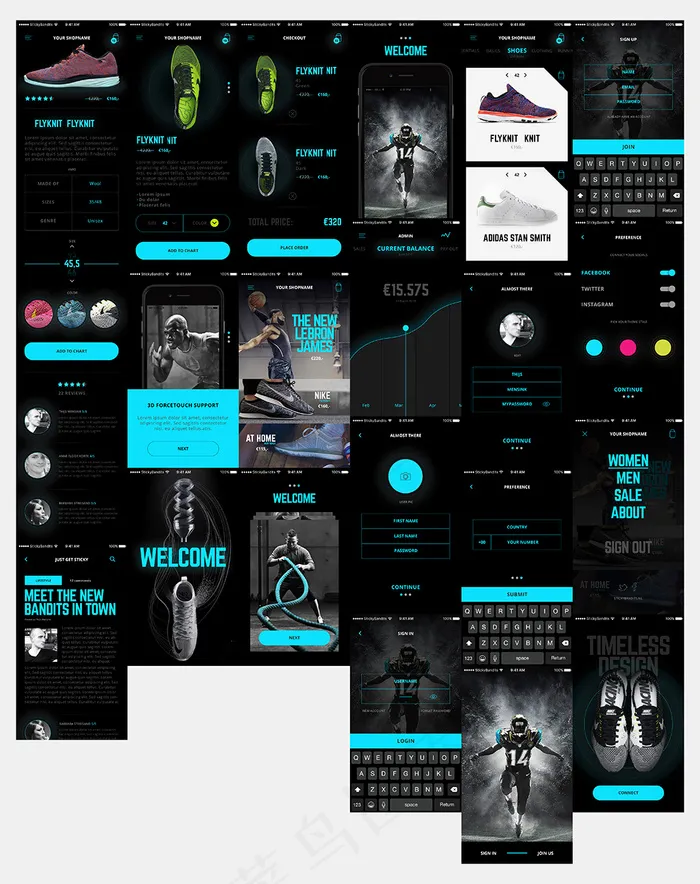 鞋包手机购物软件设计(4226X10146(DPI:72))psd模版下载