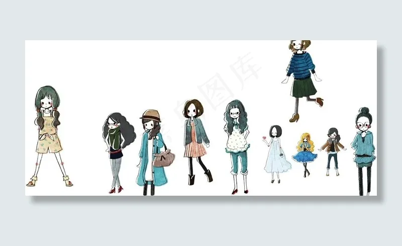 可爱美女时尚美女矢量图片