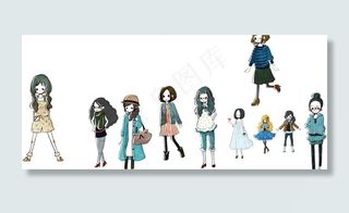 可爱美女时尚美女矢量图片