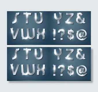 星光剪纸字母矢量素材二