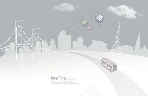 跨江大桥剪影PSD素材 跨江大桥剪影PSD素材