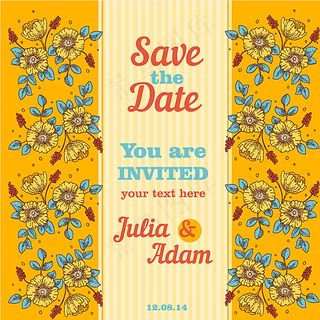 绚丽花卉婚礼 邀请卡图片