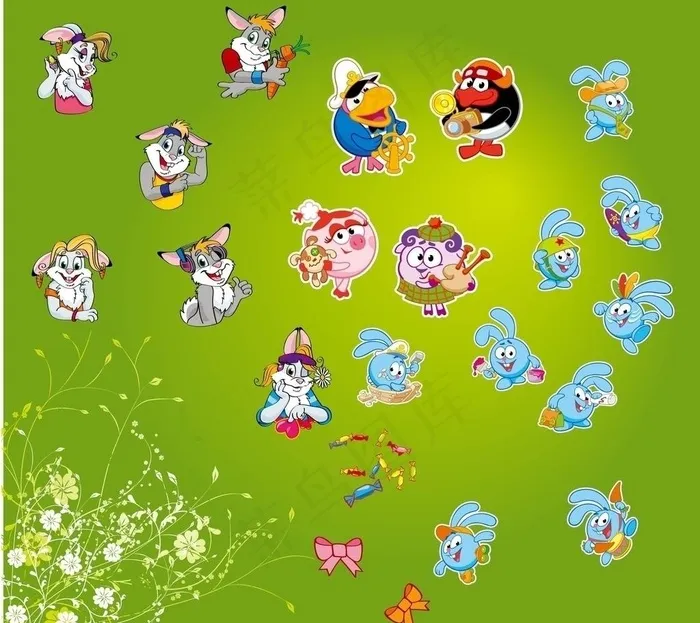 小兔子 动物图片ai矢量模版下载