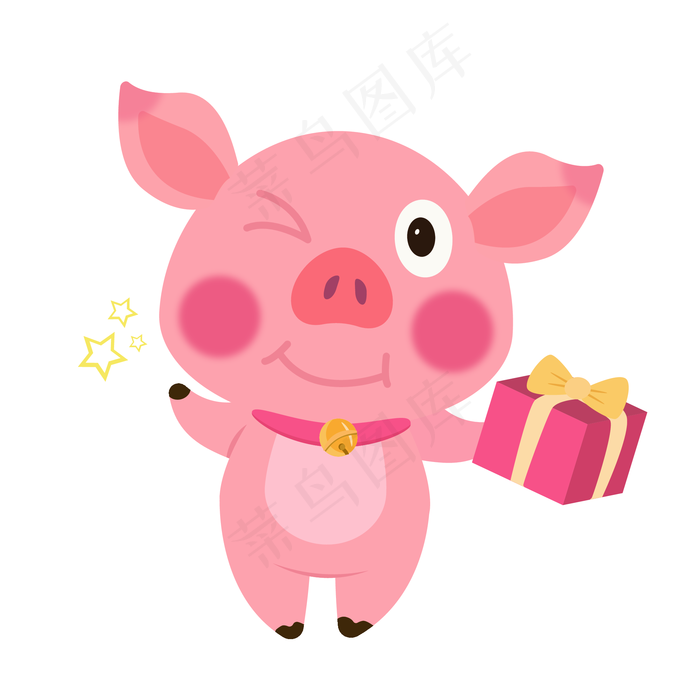 新年猪年卡通矢量惊喜礼品