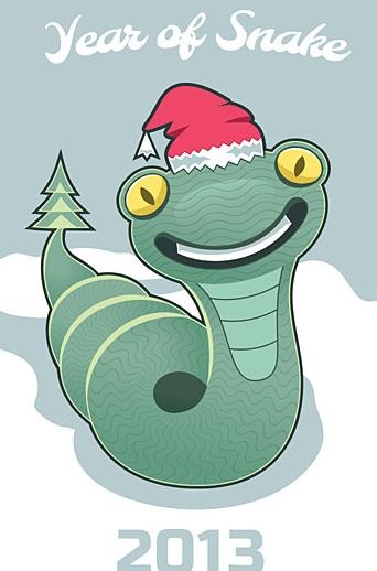 2013蛇年贺卡设计矢量素材