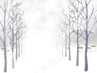 白色雪地天卡通背景