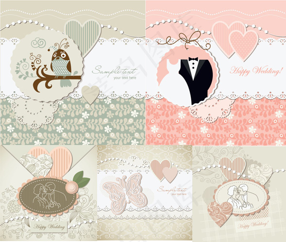 婚礼标签背景矢量素材