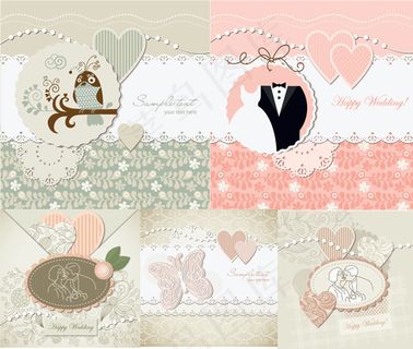 婚礼标签背景矢量素材