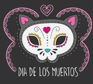 手绘猫装饰骷髅背景