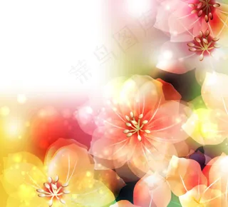 梦幻花朵背景矢量素材