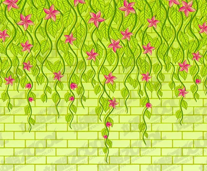 矢量花朵在墙体材料eps,ai矢量模版下载