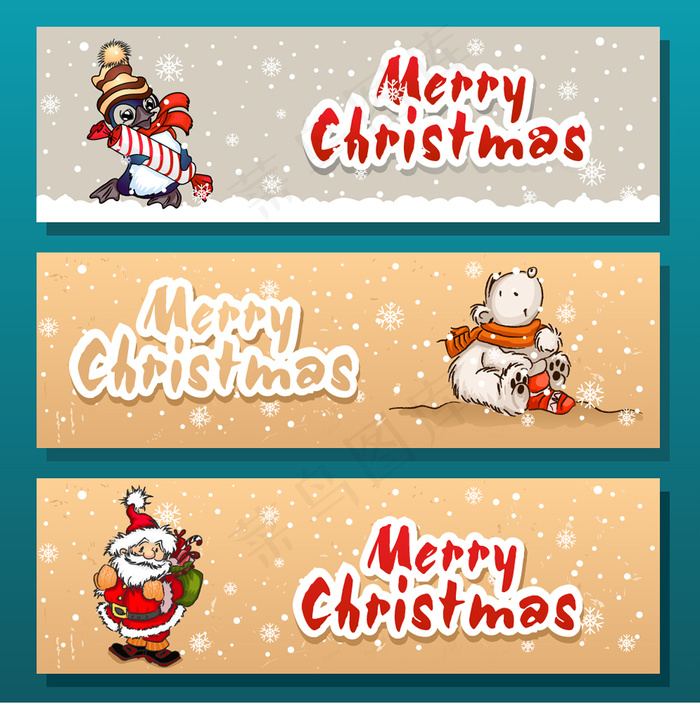 卡通圣诞节横幅旗帜矢量素材