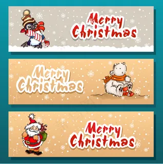 卡通圣诞节横幅旗帜矢量素材