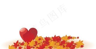 一款唯美的枫叶和水晶心形矢量素材