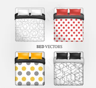 时尚双人床设计矢量素材图片