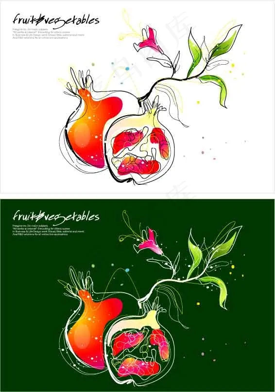 卡通石榴插画免费下载素材eps,ai矢量模版下载