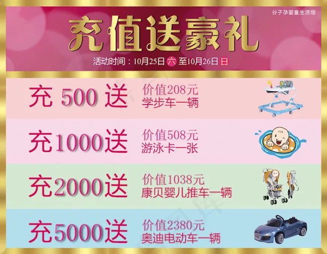 充值送豪礼展板psd模版下载