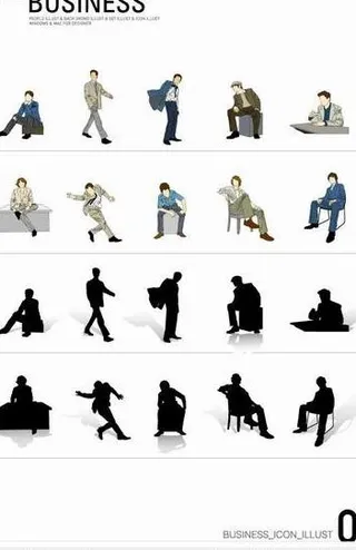 韩国商务办公人物各种姿态矢量图11...