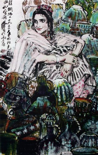 古丝绸路上人物国画