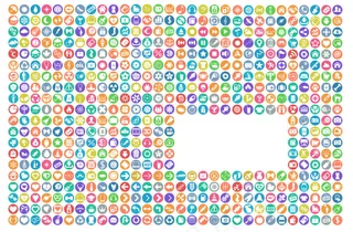 手机APP圆形扁平化彩色图标设计