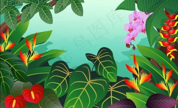 卡通植物背景场景矢量素材2eps,ai矢量模版下载