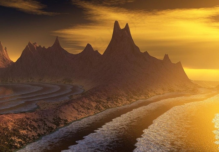 黄昏风景画图片