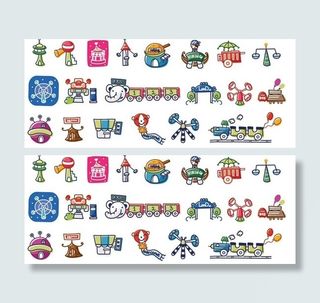 韩国游乐园卡通矢量元素