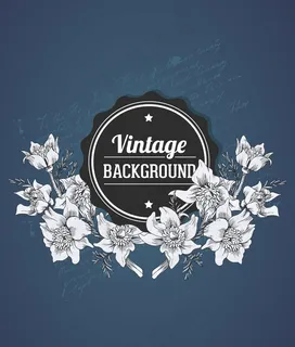 随着春天的花朵和徽章的老式的矢量插图