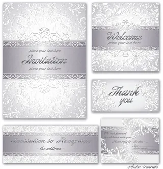 卡片套装精致花纹矢量图