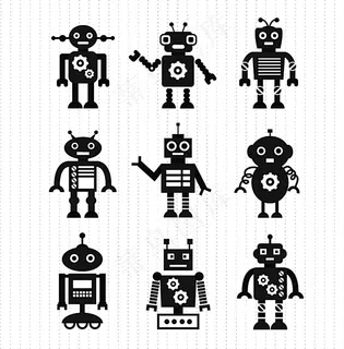 黑色机器人设计矢量素材图片