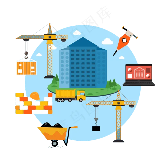 卡通城市都市建筑速写房子剪影素材