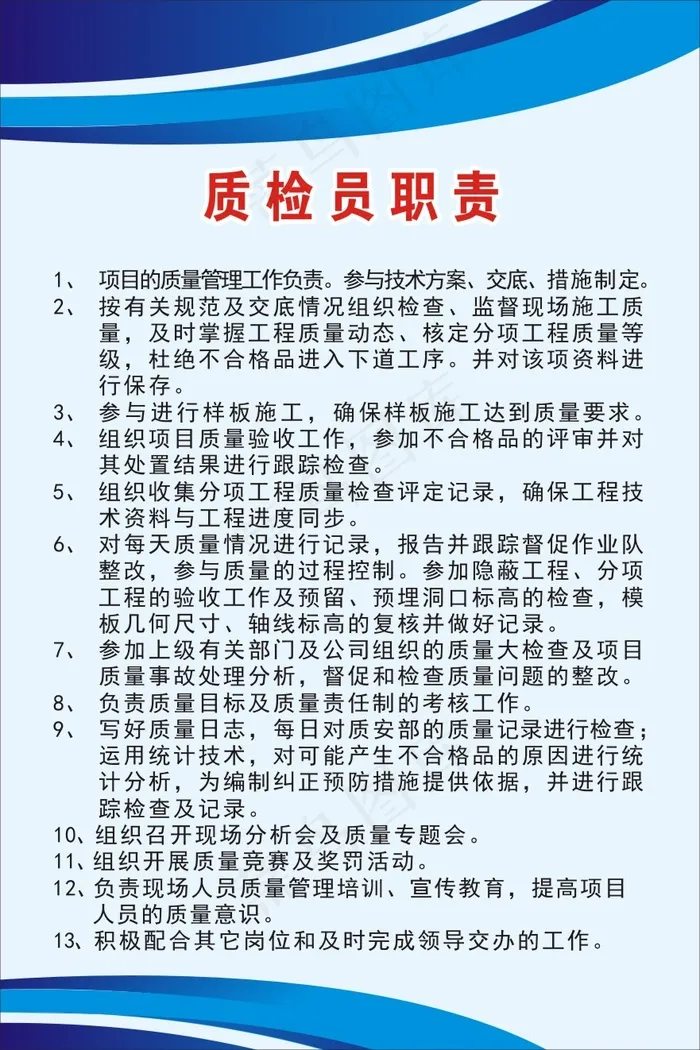 质检员职责cdr矢量模版下载