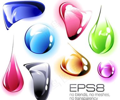 七彩水珠水滴矢量图片