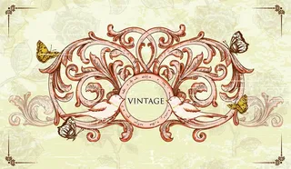 复古婚礼请柬矢量素材