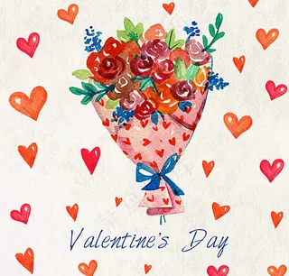 水彩玫瑰花束贺卡图片