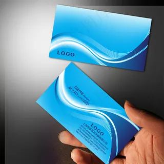 动感线条 蓝色高级名片PSD模板下...