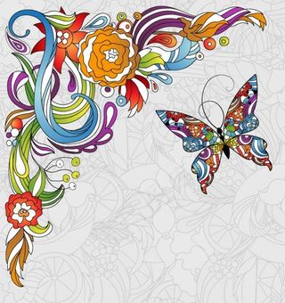 彩蝶花纹背景