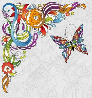 彩蝶花纹背景