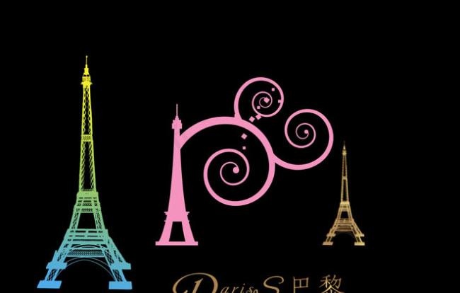巴黎铁塔简笔画PS分层素材婚纱素材