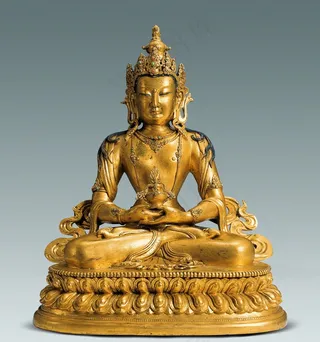 清 铜鎏金无量寿佛图片