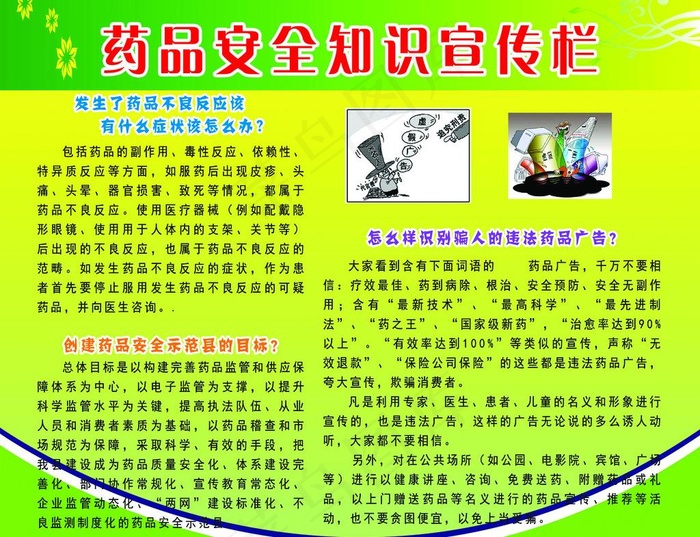 药品安全知识宣传栏图片psd模版下载