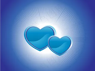 蓝色的背景上用两个心