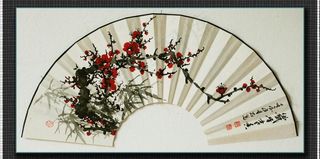 国画梅花 扇面 国画竹子图片