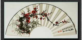 国画梅花 扇面 国画竹子图片