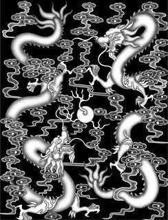 二龙戏珠灰度图