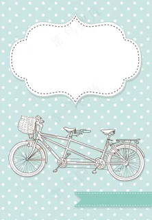 双人自行车婚礼邀请圆点背景