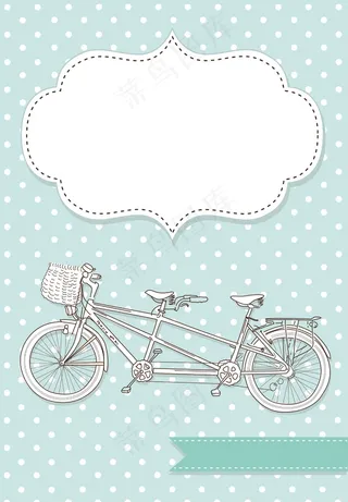 双人自行车婚礼邀请圆点背景